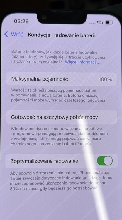 Bateria iPhone 15 Plus - kondycja baterii 100 procent
